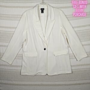 Flirtations White One Button Blazer Jacket Women’s Size XL NEW